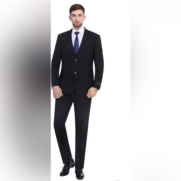 Pierre Laurant 2-Piece Suit black 46Sx41W nwt - Picture 1 of 7